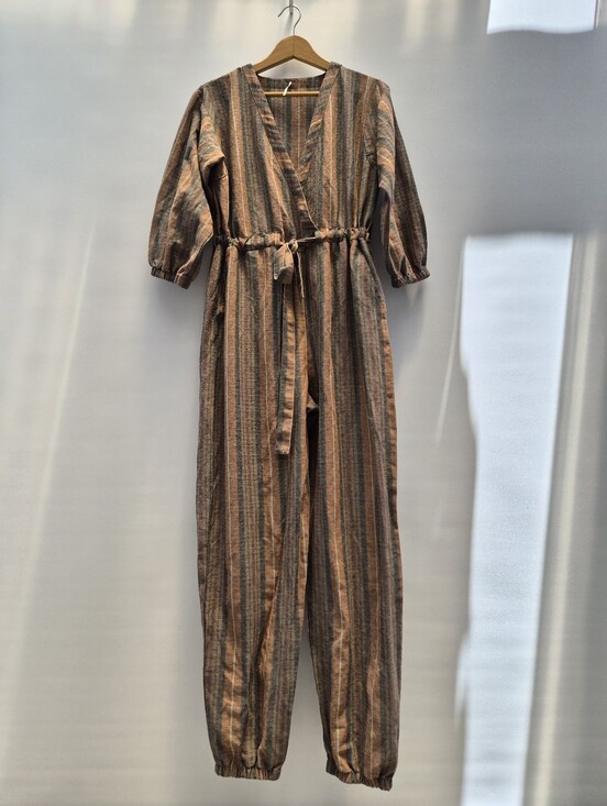Free People Pants - Free People Loveland Metallic Striped Jumpsuit M Excellent Whimsigoth 70s Boho